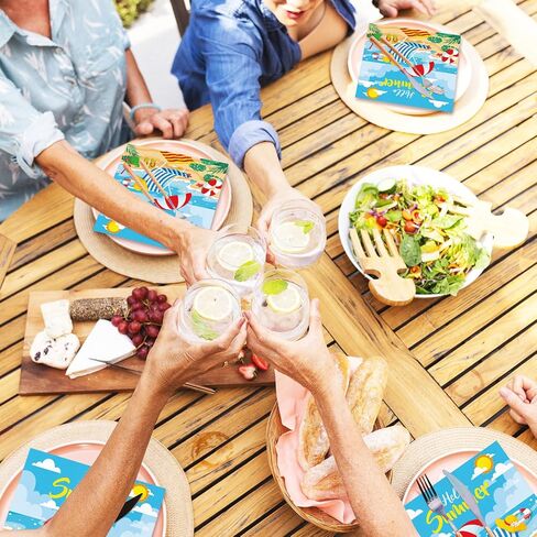 50pcs Summer Beach Party Paper Fackins Hello Summer Disciped Discable Discied Hawaiian Dinner Luncheon Napkins Beach Party Supplies Decorations لقضاء عطلة الصيف ديكور أدوات المائدة العطلة in Saudi Arabia