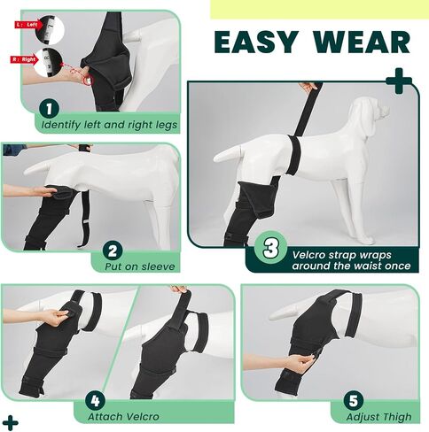 Dog Rear Leg Recovery Sleeve for TPLO to Stop Licking, Wound Surgical Cover After ACL Surgery, Leg Wrap for Back Hip, Thigh, Knee, Dog Cone Collar Alternative (Left Leg, L) in Saudi Arabia