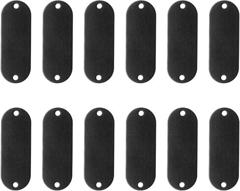 uxcell 12Pcs Aluminum Engraving Blanks Tags, Metal Blank Tags Stamping Oval with 2 Holes Blank Bulk Dog Tag for DIY Personalized Pet Tag Number Tag, Black in Saudi Arabia
