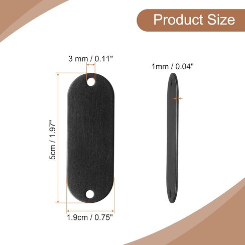 uxcell 12Pcs Aluminum Engraving Blanks Tags, Metal Blank Tags Stamping Oval with 2 Holes Blank Bulk Dog Tag for DIY Personalized Pet Tag Number Tag, Black in Saudi Arabia