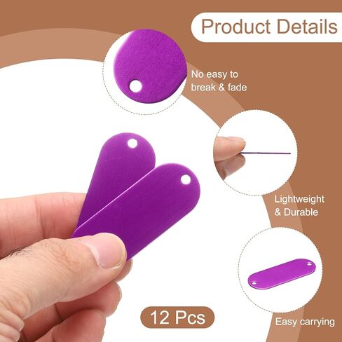 uxcell 12Pcs Aluminum Engraving Blanks Tags, Metal Blank Tags Stamping Oval with 2 Holes Blank Bulk Dog Tag for DIY Personalized Pet Tag Number Tag, Black in Saudi Arabia