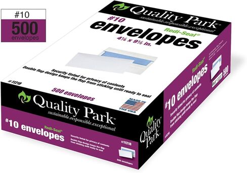 Quality Park #10, Redi-Seal Security Tint Business Envelopes, Self-Seal, 24-lb, White, 500/Box (11218) in Saudi Arabia