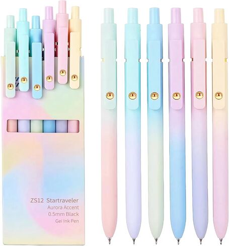 أقلام الهلام Itawixs ، 6 PCS 0.5mm Quick Dry Black Beens Point Point Prope Smooth Arts ، Gut Office School Supplies for Women in Kuwait