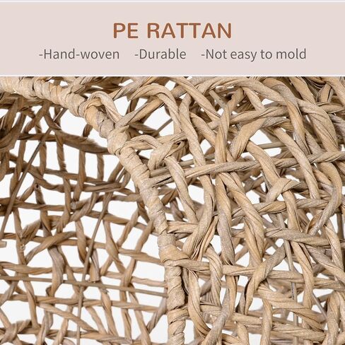 PawHut 20.5" Weaved Cat Bed, Elevated Hand-Woven Braided Banana Leaf Kitten House Condo with Cushion, Natural in Saudi Arabia