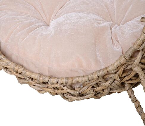 PawHut 20.5" Weaved Cat Bed, Elevated Hand-Woven Braided Banana Leaf Kitten House Condo with Cushion, Natural in Saudi Arabia