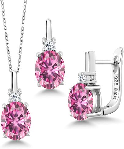 Gem Stone King 925 Sterling Silver London Blue Topaz and White Topaz Pendant and Earrings Jewelry Set For Women (6.84 Cttw, with 18 Inch Silver Chain) in Saudi Arabia