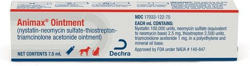 Animax® Ointment (nystatin-neomycin sulfate-thiostrepton-triamcinolone acetonide Ointment) 7.5 mL Tube for Dogs and Cats in Saudi Arabia