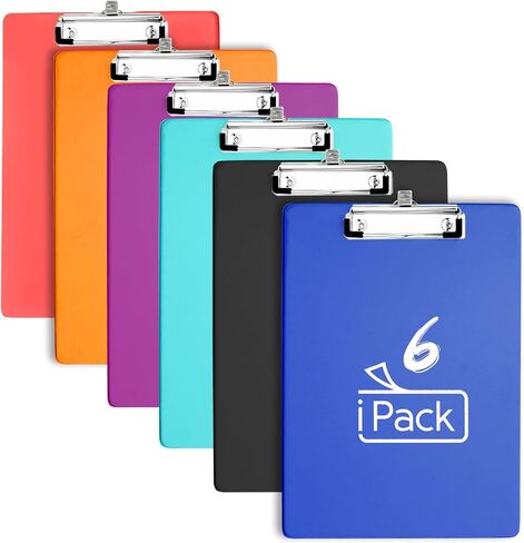 XUCHUN ClipBoards 8.5x11,Plastic Clip Boards with Pen Holder Nursing Clipboard, Low-Profile Clip & Retractable Hanging Hook, Letter/A4 Size for Office, School, Teacher, Women, Kids,6 Pack in Saudi Arabia