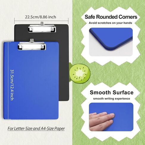 XUCHUN ClipBoards 8.5x11,Plastic Clip Boards with Pen Holder Nursing Clipboard, Low-Profile Clip & Retractable Hanging Hook, Letter/A4 Size for Office, School, Teacher, Women, Kids,6 Pack in Saudi Arabia