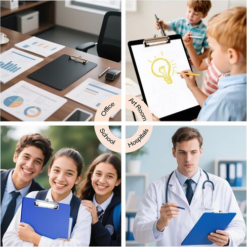XUCHUN ClipBoards 8.5x11,Plastic Clip Boards with Pen Holder Nursing Clipboard, Low-Profile Clip & Retractable Hanging Hook, Letter/A4 Size for Office, School, Teacher, Women, Kids,6 Pack in Saudi Arabia