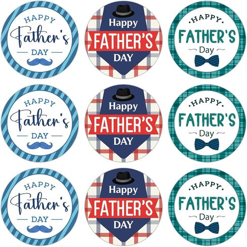 48Pcs Funny Father's Day Gift Stickers Happy Father's Day Gift Labels Father Day Seal Label Sticker Gifts Wrapping Labels Round Self-Adhesive Tie Best Dad Thank You Gifts Sticker for DIY in Kuwait