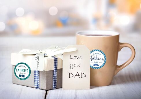 48Pcs Funny Father's Day Gift Stickers Happy Father's Day Gift Labels Father Day Seal Label Sticker Gifts Wrapping Labels Round Self-Adhesive Tie Best Dad Thank You Gifts Sticker for DIY in Kuwait