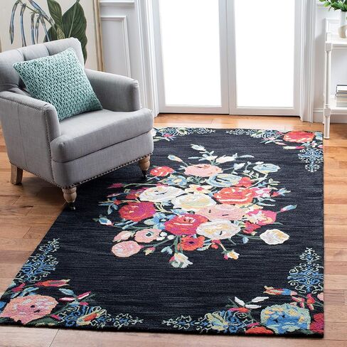 SAFAVIEH Blossom Collection Runner Rug - 2'3" x 8', Pink & Ivory, Handmade Wool, Ideal for High Traffic Areas in Living Room, Bedroom (BLM575U) in Saudi Arabia