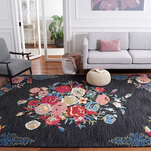 SAFAVIEH Blossom Collection Runner Rug - 2'3" x 8', Pink & Ivory, Handmade Wool, Ideal for High Traffic Areas in Living Room, Bedroom (BLM575U) in Saudi Arabia