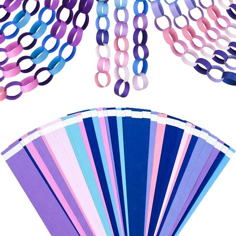 CHRORINE 600Pcs Colorful Paper Chains Strips for Birthday Party Decorations DIY Crafts Supplies (Blue, 1 x 7.08 inches) in Kuwait