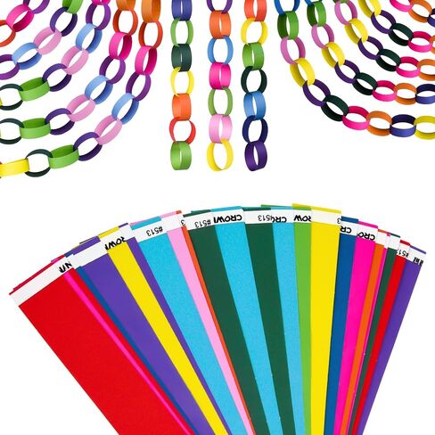 CHRORINE 600Pcs Colorful Paper Chains Strips for Birthday Party Decorations DIY Crafts Supplies (Blue, 1 x 7.08 inches) in Kuwait