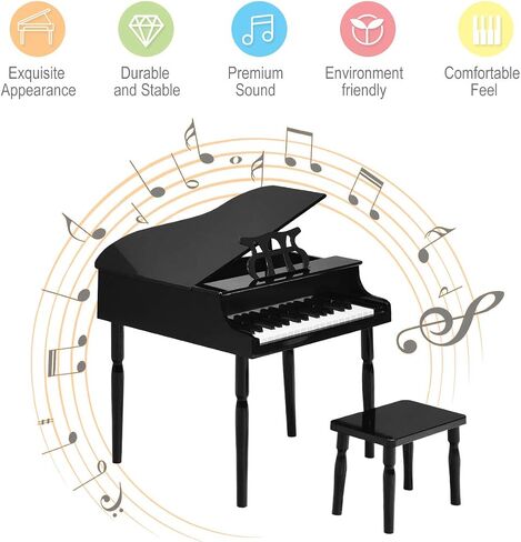 Costzon Classical Kids Piano ، 30 Keys Wood Toy Grand Piano مع موقف موسيقي ومقعد ، لعبة موسيقية صغيرة للأطفال ، مثالية لغرفة الأطفال ، غرفة الألعاب ، أفضل الهدايا (الساق المستقيمة ، الوردي) in Saudi Arabia