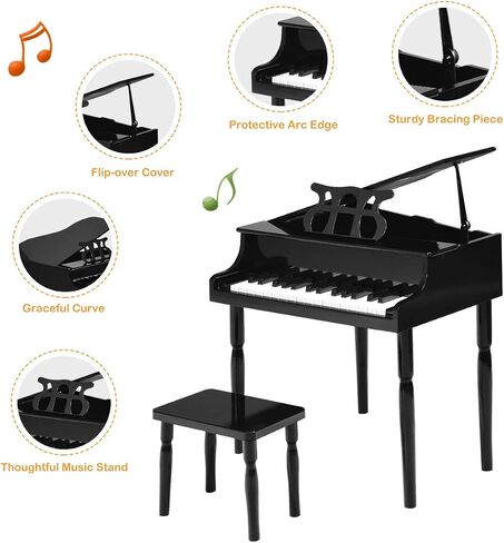 Costzon Classical Kids Piano ، 30 Keys Wood Toy Grand Piano مع موقف موسيقي ومقعد ، لعبة موسيقية صغيرة للأطفال ، مثالية لغرفة الأطفال ، غرفة الألعاب ، أفضل الهدايا (الساق المستقيمة ، الوردي) in Saudi Arabia