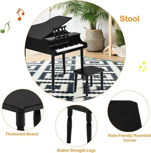 Costzon Classical Kids Piano ، 30 Keys Wood Toy Grand Piano مع موقف موسيقي ومقعد ، لعبة موسيقية صغيرة للأطفال ، مثالية لغرفة الأطفال ، غرفة الألعاب ، أفضل الهدايا (الساق المستقيمة ، الوردي) in Saudi Arabia