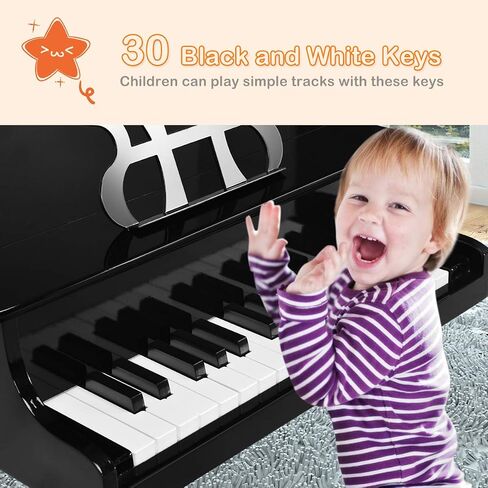Costzon Classical Kids Piano ، 30 Keys Wood Toy Grand Piano مع موقف موسيقي ومقعد ، لعبة موسيقية صغيرة للأطفال ، مثالية لغرفة الأطفال ، غرفة الألعاب ، أفضل الهدايا (الساق المستقيمة ، الوردي) in Saudi Arabia