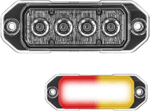 SpeedTech Lights Z4 12W LED Strobe Light لسيارات الشرطة وشاحنات البناء ومركبات الخدمة والمحاريث ومركبات الطوارئ. ضوء إشارة الخطر الوامض لشبكة التثبيت على السطح كهرماني/شفاف (أصفر/أبيض) in Kuwait