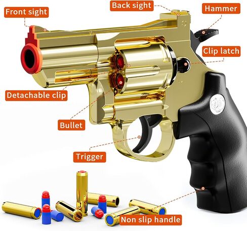 لعبة بندقية ， مسدس رصاصة ناعمة ، Game Slingshot Toy Gun ، Foam Blaster مع رصاصات الإسفنج ، للأطفال الذين تتراوح أعمارهم بين 8 وما فوق (الفضة) in Saudi Arabia