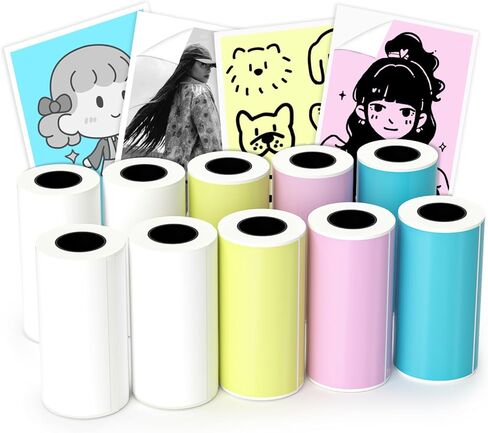 vretti 10 Roll Mini Printer Photo Paper, 57mmx 6m Thermal Printer Paper White for TP2-Y Portable Thermal Pocket Printer Paper for Study Notes, Pictures,Label in Kuwait