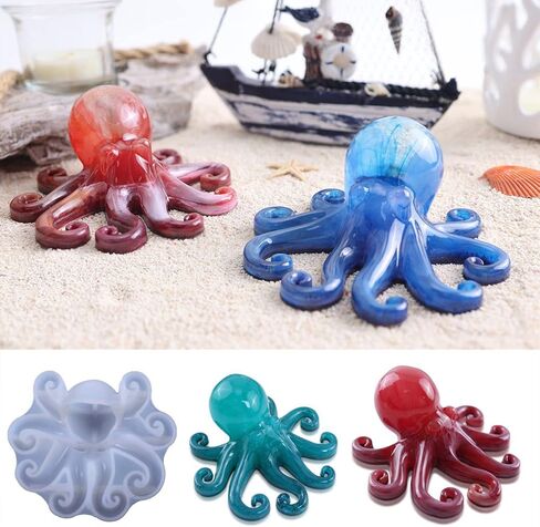 Stereo Octopus Epoxy Mold Halloween Home Art Wall Door Hanging DIY Resin Casting Devil Sea Octopus Silicone Mold, 4" x 4" x 2" in Saudi Arabia