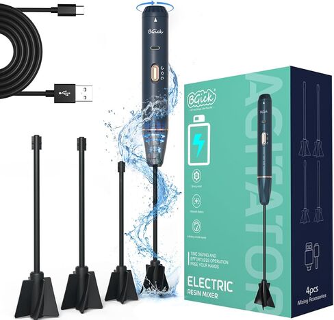 Upgraded Resin Mixer, Handheld Rechargeable Mixer with Minimizing Bubbles,Epoxy Resin Mixer for Resin, Silicone Mixing, Resin Molds, DIY Crafts (Included 4 pcs Paddles) (White) in Kuwait