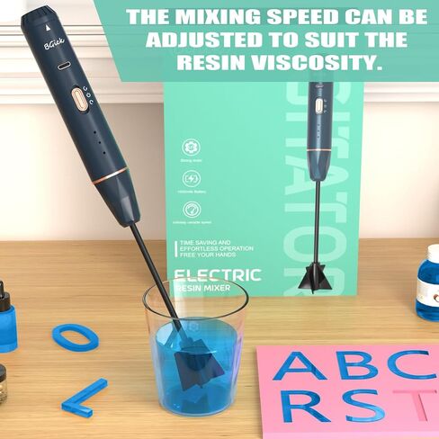 Upgraded Resin Mixer, Handheld Rechargeable Mixer with Minimizing Bubbles,Epoxy Resin Mixer for Resin, Silicone Mixing, Resin Molds, DIY Crafts (Included 4 pcs Paddles) (White) in Kuwait