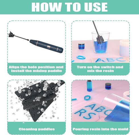 Upgraded Resin Mixer, Handheld Rechargeable Mixer with Minimizing Bubbles,Epoxy Resin Mixer for Resin, Silicone Mixing, Resin Molds, DIY Crafts (Included 4 pcs Paddles) (White) in Kuwait