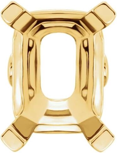 Semi-Polished 18k Yellow Gold 6x4mm Emerald Cut 4-Prong Shank Setting with Solder Pads Setting Finding Fine Jewelry For Women Gifts For Her (Mounting Only, Not All Stones Included) in Saudi Arabia