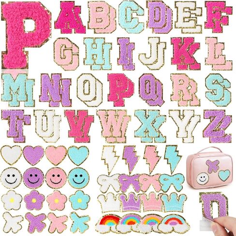 تصحيحات خطاب تشنيل تلتصق ببقع لاصقة على الحروف ، 84 PCS Patches الحديد على أحرف للملابس ملصقات رسائل مطرزة على قبعة حقيبة الظهر للأكياس in Saudi Arabia