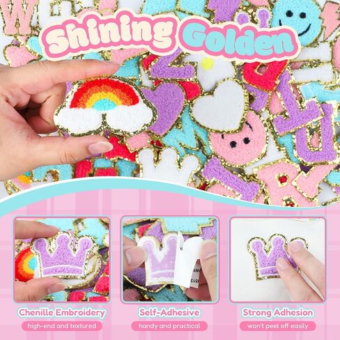 تصحيحات خطاب تشنيل تلتصق ببقع لاصقة على الحروف ، 84 PCS Patches الحديد على أحرف للملابس ملصقات رسائل مطرزة على قبعة حقيبة الظهر للأكياس in Saudi Arabia