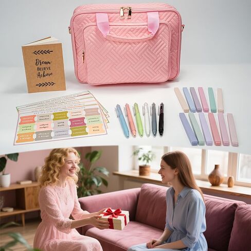 Bible Cover for Women & Bible Case Spacious Bible Bags for Women with Adjustable Shoulder Strap Bible Study Organizer Pink Bible Carrying Case with Highlighters Set Christian Gifts in Saudi Arabia