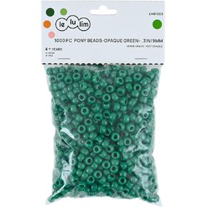 lelulim™ 1000 PC Pony Beads Opaque White 3IN / 9mm Diameter. (White)
