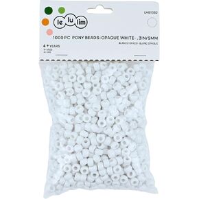 LELULIM ™ 1000 PC PONY BEADS غير شفاف 3in / 9mm. (أبيض) in Kuwait