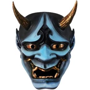 Samurai Oni Mask,Japanese Hannya Mask,Horror Cosplay Prajna Ghostface Mask for Halloween Party Costume Props