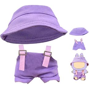 17cm Doll Clothes Set, Hat & Overalls Clothes 2-Piece Set for 15/17cm Dolls, Stylish Adorable Dolls Clothes Accessories, Cute Clothe Outfits for Doll (2-Piece Blue)