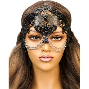 Queen's Masquerade Mask for Women Large Eye Halloween Costume Cosplay Medieval Party Masks Venetian Mardi Gras Burlesque Mask