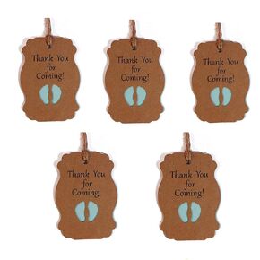 Baby Feet Kraft Tags, 50PCS Thank You for Coming Tags Baby Shower， Thank You for Coming Gift Tags for Favors, for Wedding, Bridal Shower, Birthday, Baby Shower, Graduation(Blue)