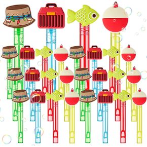 24 Pcs Gone Fishing Bubble Wands Bulk Fishing Party Favors Mini Bubble Wands Gift for Ofishally One Birthday Decorations Summer Birthday Baby Shower Party Supplies Goodie Bag Fillers