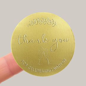 100 x Thank You for Celebrating with Us Stickers, Gold Foil Stickers, Embossed Wedding Stickers, Thank You Stickers, Party Favor Stickers, Thank You Stickers for Wedding, Foil Metallic Seal