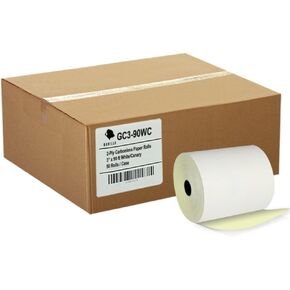 GORILLA SUPPLY Carbonless Kitchen Printer Paper Rolls, POS/Cash Register Paper Roll, White/Canary, M119 TM300 TMU200 U220, BPA Free, 3 inch x 90 ft 2-ply, 50 roll