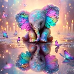 Canrichshop Colorful Elephant Stamped Cross Stitch Kits,Embroidery Kit Beginner,11CT Counted Cross Stitch Kits Adults,Cute Animal Needlepoint Kits for Adult 14x14 inch