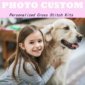 HKLIOPU Photo Custom Stamped Cross Stitch Kits, Personalized Preprinted Make Your Own Pattern Counted Embroidery Kit DIY Home Decor Gift-15.7"×19.7"