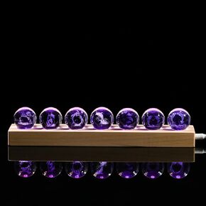 Qianwei 3D Solar Solar Ball Crystal Ball - 7pcs Science Science Hompts Decor Glass التماثيل الزجاجية التمثال مصباح الكوكب لزخارف الغرفة تذكار للورق