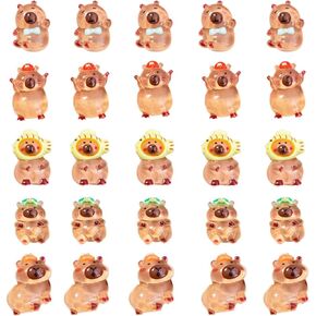 40 Pieces Miniature Cartoon Capybara Toys, Resin Animals for Dollhouses, Birthday Cake Decorations, Fairy Garden Miniature Landscape Accessories, Craft Mini Capybaras for DIY Projects.