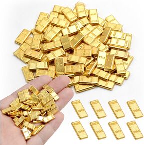 100 Pieces Tiny Fake Gold Bar for Crafts Dollhouse Miniatures Mini Gold Bars for Dollhouse Fairy Garden Micro Landscaping Decoration