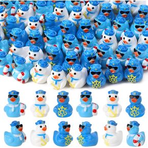 60pcs Mini Resin Sailor Cruise Ducks, Tiny Cruise Ducks for Hiding, Miniature Sailor Cruise Figurines, Ducks for Cruise Ship, Nautical Cruise Party Favors Gift Decoration (3 Styles)